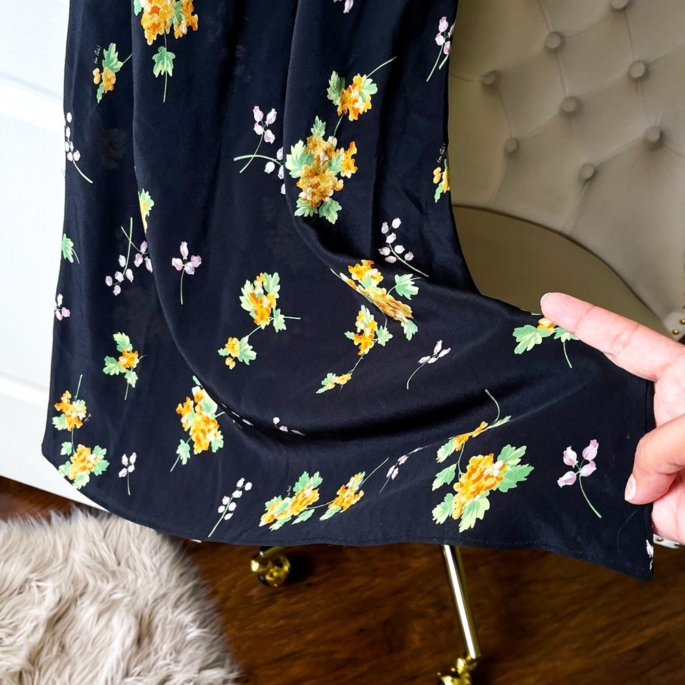 Réalisation Par Phoebe Slip Dress Floral Black Silk Maxi Blossom S EUC - Picture 3 of 11
